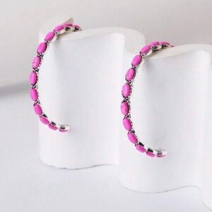 Western Earrings Elegant Hot Pink turquoise hoop earrings Cowgirl Southwestern